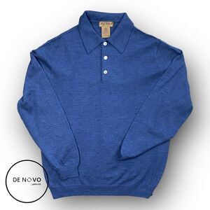 MARIO GILBERT MEN'S Long Sleeves 3 Button Sweater Size Large Blue